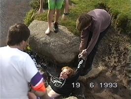 Tom Widger gets a birthday dunking